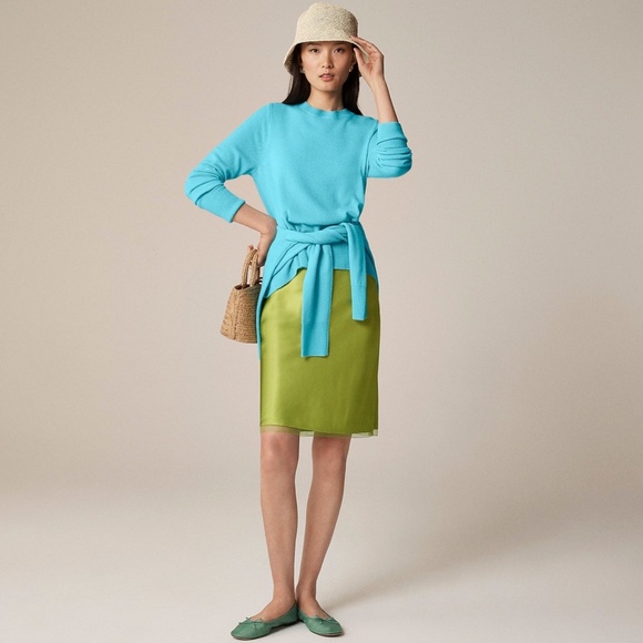 New JCREW Size M Cashmere Classic Fit Crewneck Sweater Vivid Lagoon $148 BA400 - Picture 4 of 7